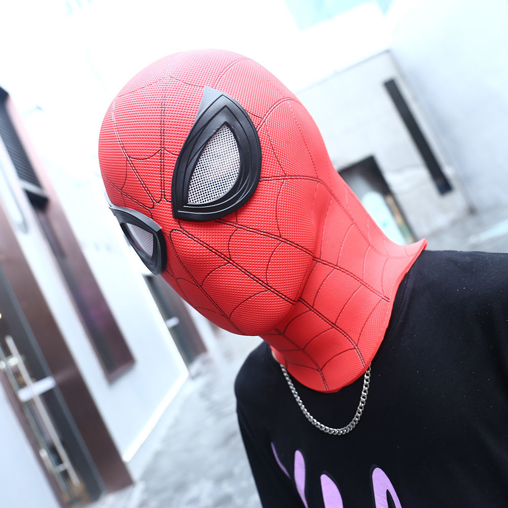 蜘蛛侠头套面具万圣节荷兰弟同款面罩cosplay漫威超级英雄红色