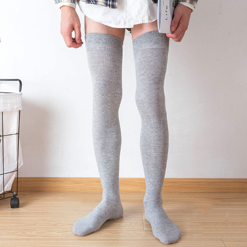 超长高筒袜女夏季护膝长筒袜男士袜子大腿袜子夏季黑色过膝男80cm1双