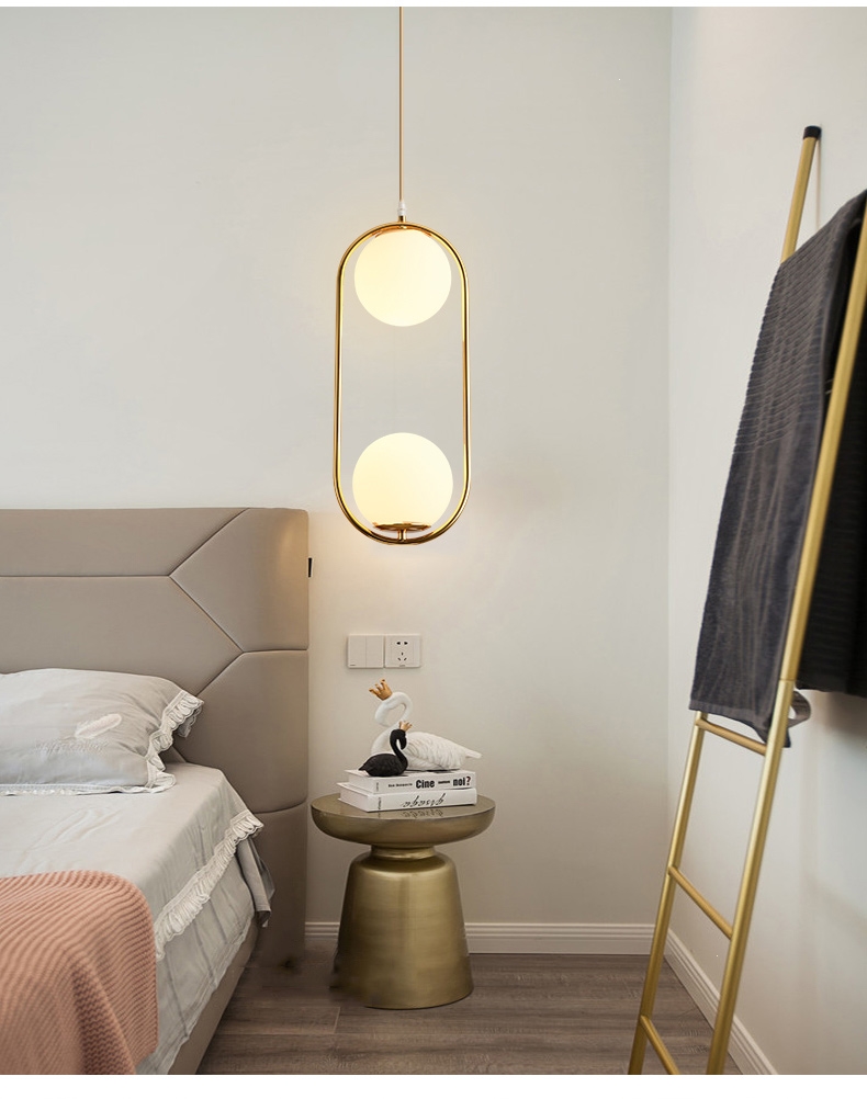 玻璃主卧室床头吊灯现代温特雷特极简轻奢网红金色简约单头长线餐厅