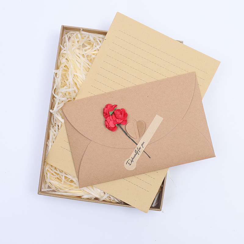 创意信纸信封套装简约文艺浪漫情书唯美复古牛皮小清新爱心信笺纸