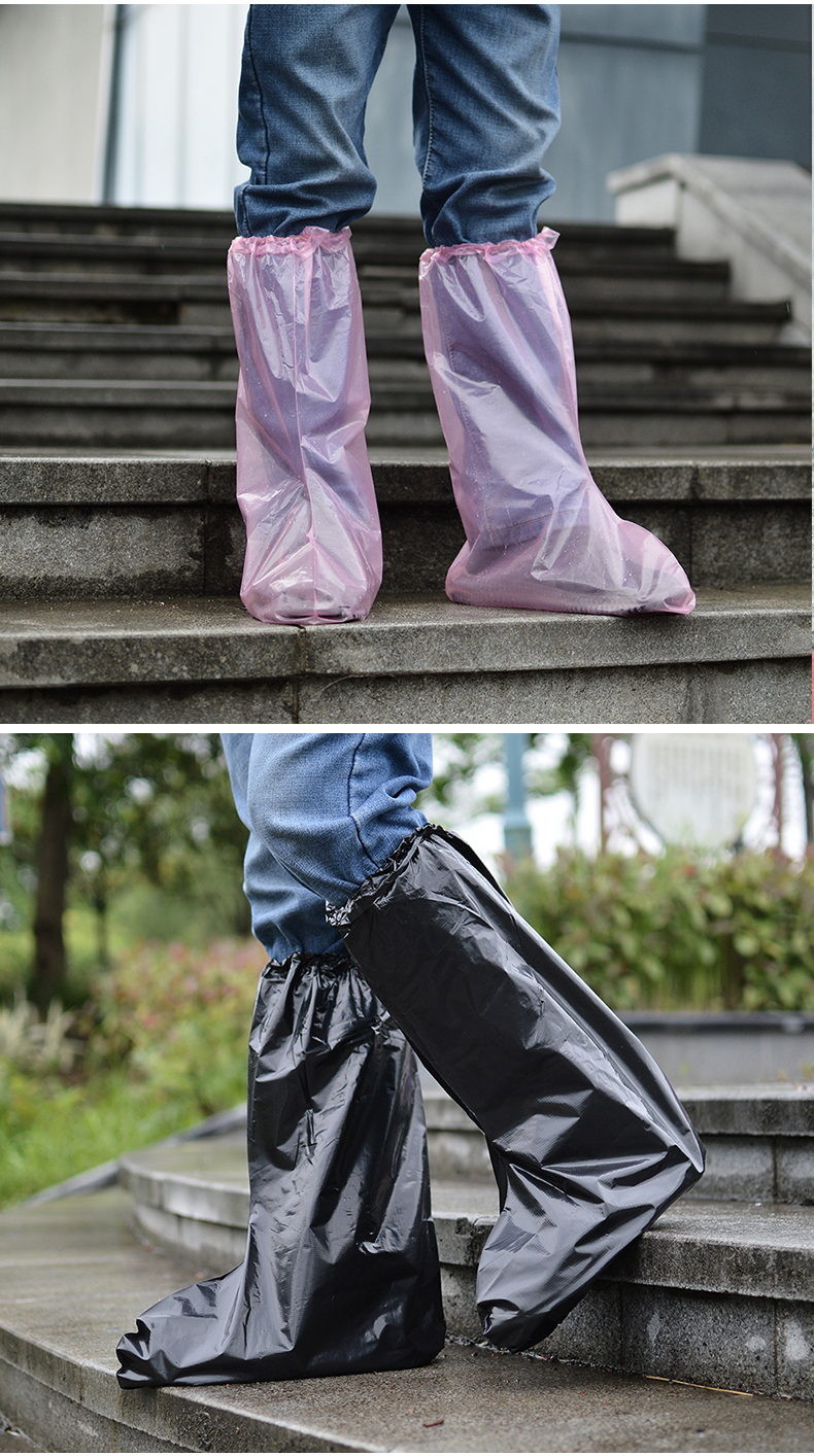 一次性鞋套防水防滑下雨天加厚耐磨透明塑料长筒脚套室外防雨器jing
