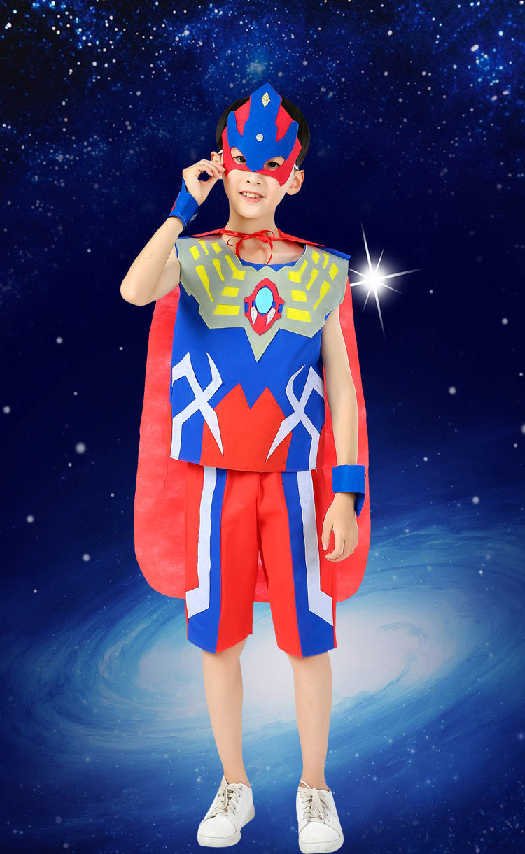 六一环保服装儿童奥特曼时装秀男孩幼儿园走秀亲子手工表演服装