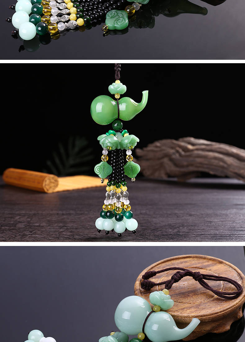 高档小葫芦女士车载香水车上香水瓶吊坠时尚汽车汽车挂件儿车内 白玉