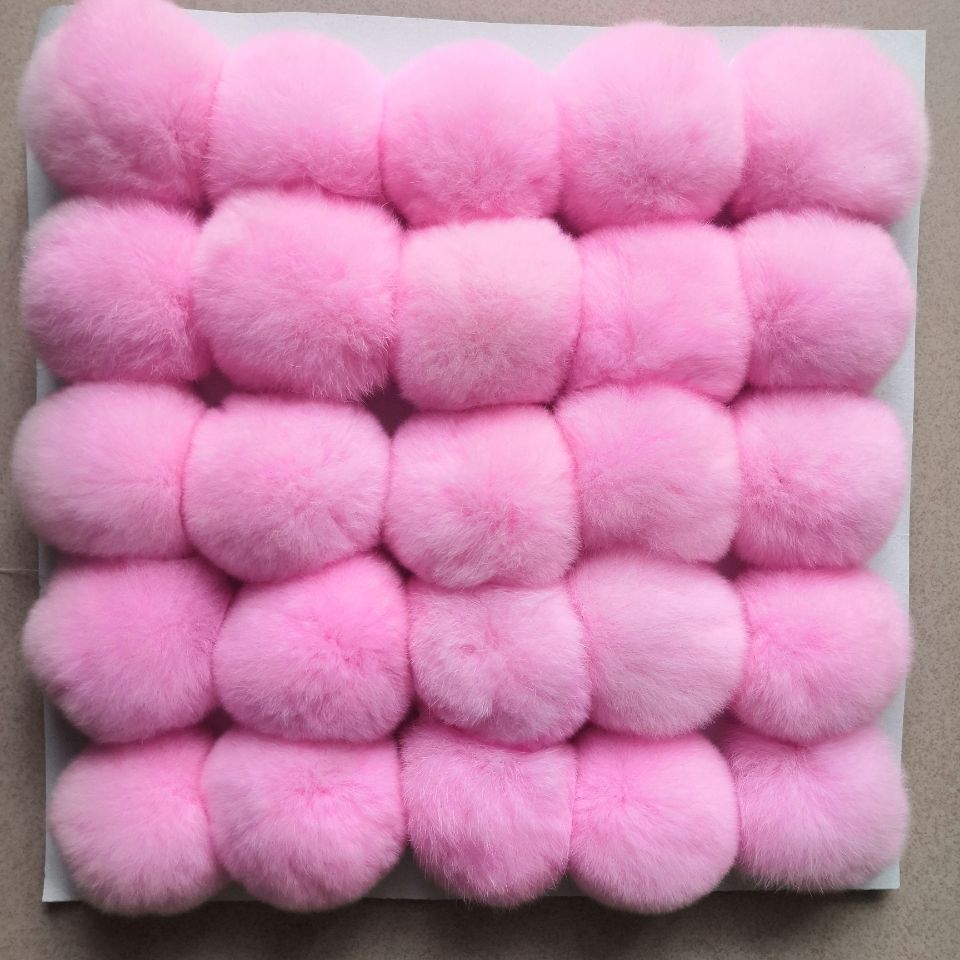 真毛獭兔毛球正六厘米时尚手工饰品发卡发夹头饰diy配件材料红色25个