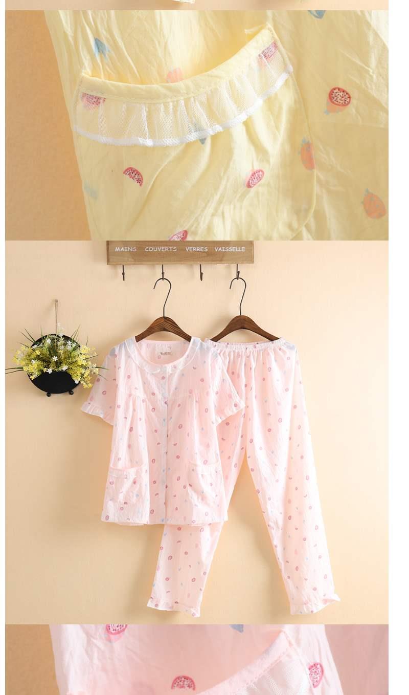 新品睡衣日系水洗布睡衣女春夏季薄款短袖长裤可爱人造棉布睡衣家居服