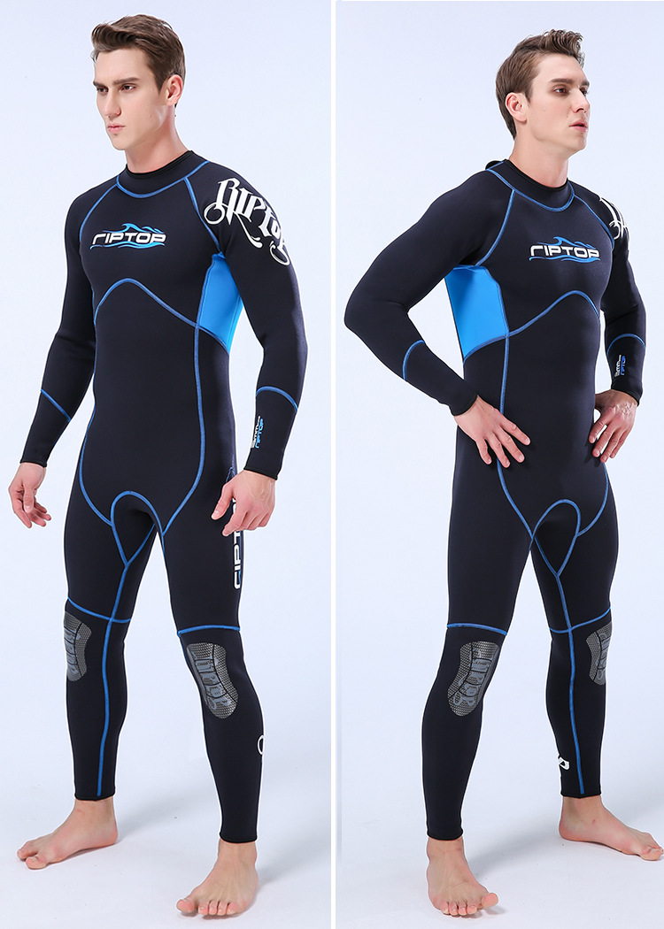 跨境专卖耐磨长袖潜水服 3mm连体防晒超弹保暖男女通用湿衣潜水衣