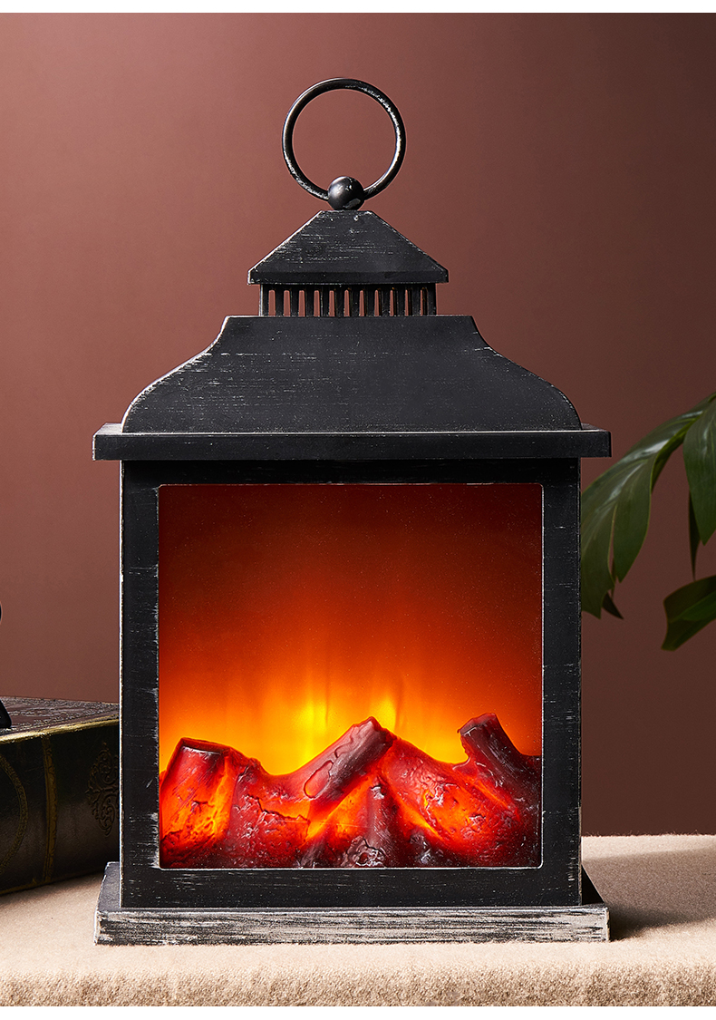 北欧壁炉小夜灯客厅摆件家居饰品玄关照明室内不插电宿舍卧室床上金色