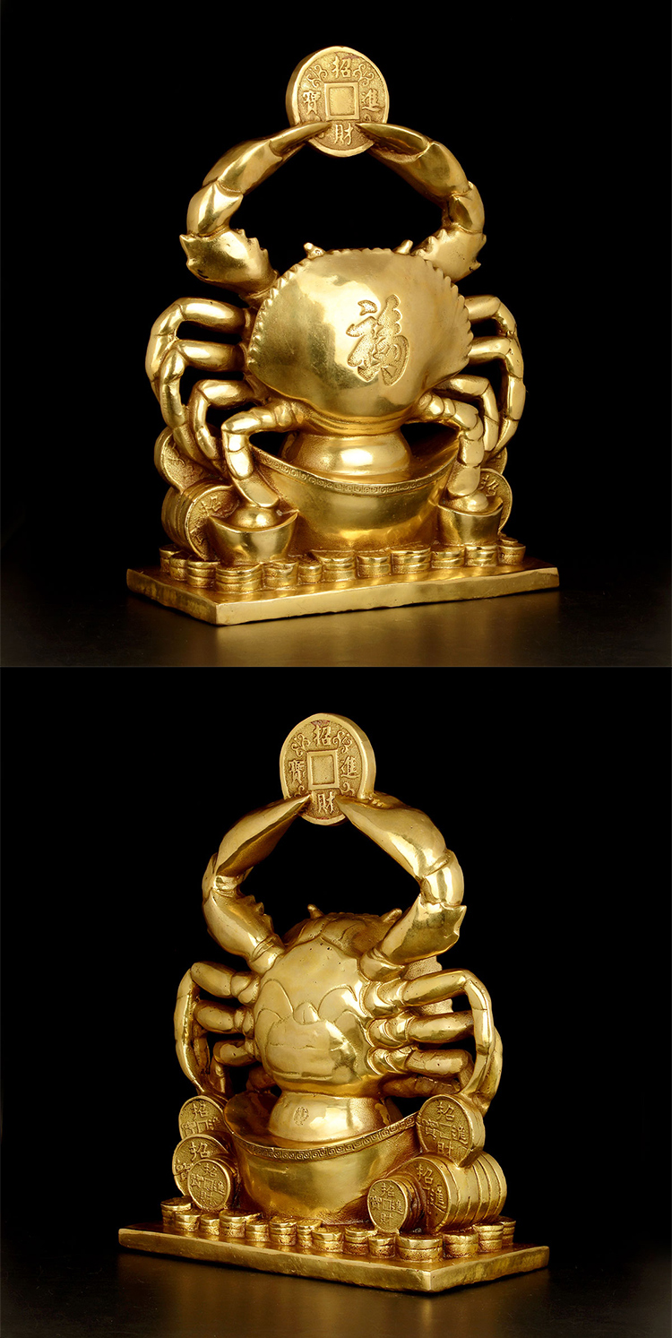 宏图好运铜螃蟹摆件铜蟹家居店铺装饰风水大螃蟹酒柜摆设