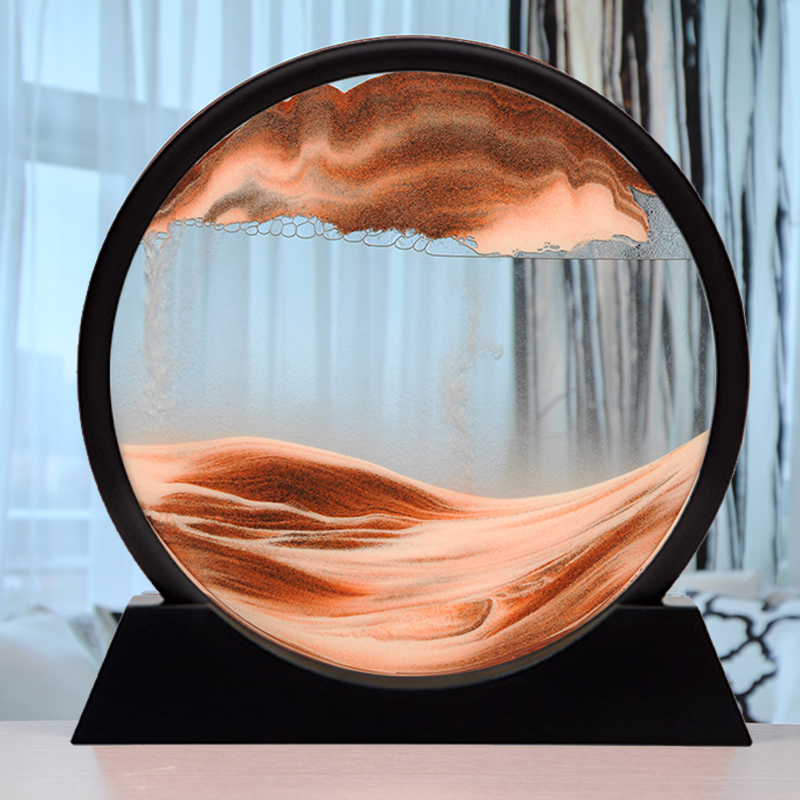 沙漏摆件家居装饰品3d实木流沙画现代简约客厅办公室创意生日