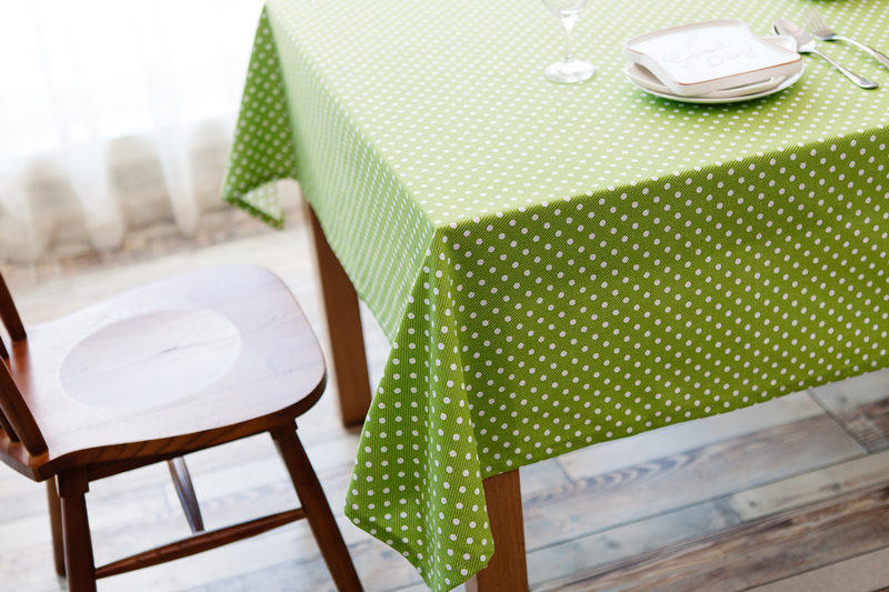 美帮汇田园清新绿色波点全棉桌布台布茶几布盖布餐桌布加厚帆布布艺