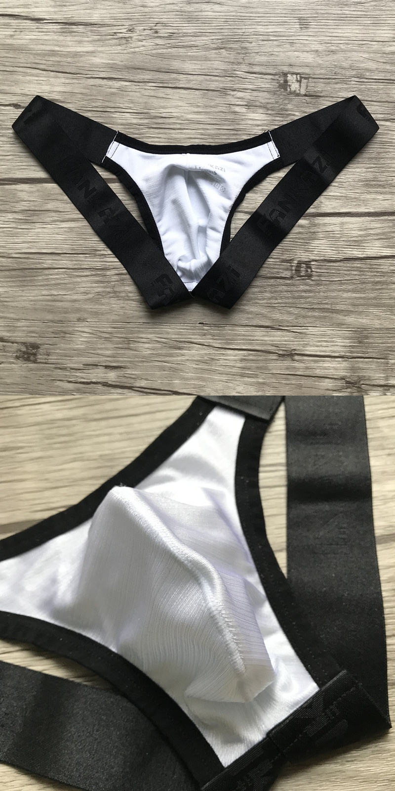 男士性感内裤个性时尚低腰后空露臀舒适透气囊袋丁字裤t裤潮fish