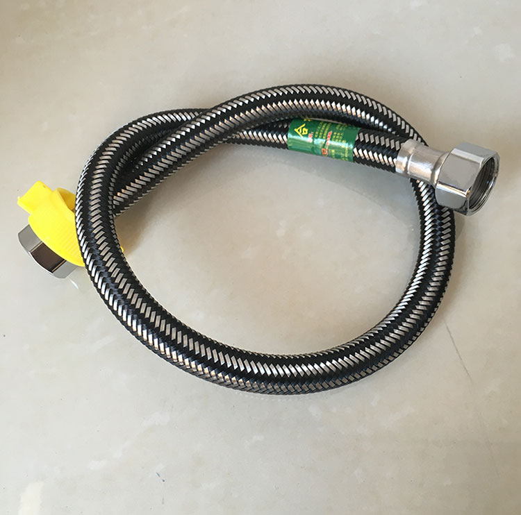 定做冷热双头不锈钢丝尼龙混编织软管马桶热水器龙头软连接4分进水管