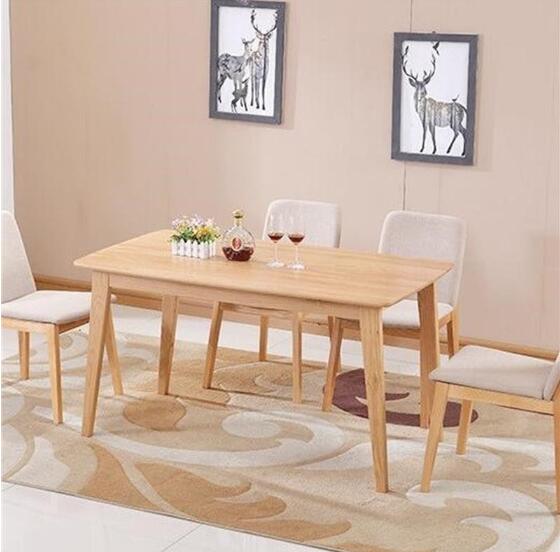 环杰实木餐桌hj561休闲北欧四人餐桌原木色