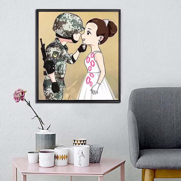 3件7折新款5d钻石画卧室军人恋情人军兵军装婚纱粘钻十字绣满钻军嫂