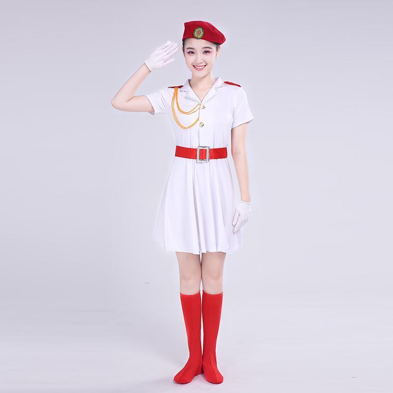 成人舞蹈服演出服装军鼓服军装女款迷彩裙女兵服装广场舞军装迷彩升级