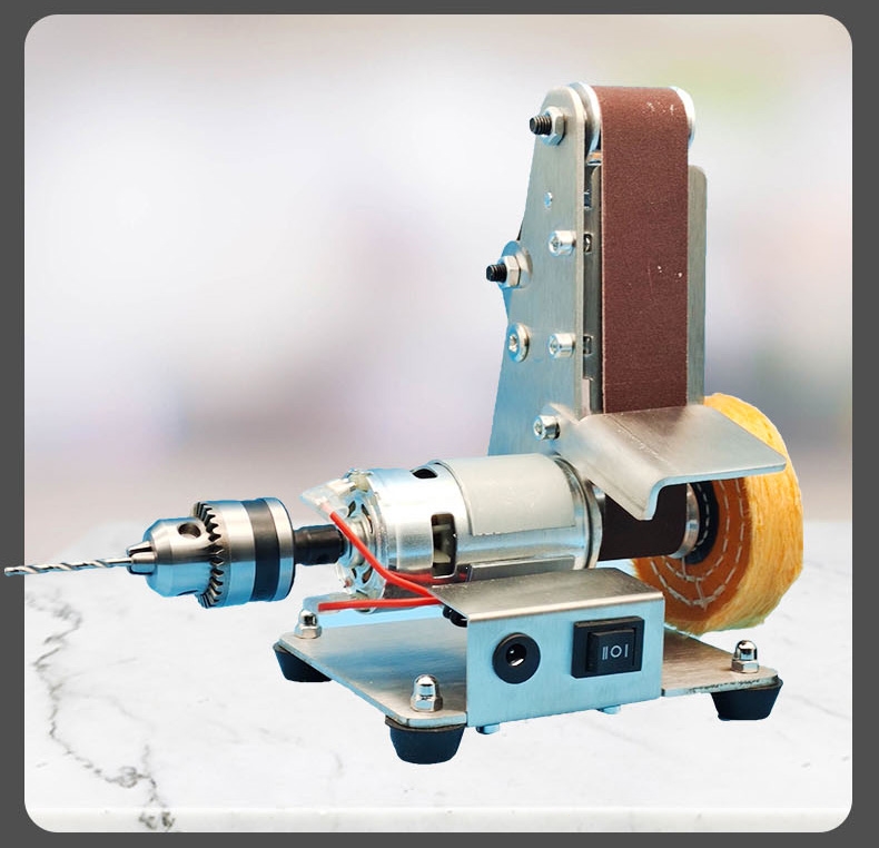 微型小型迷你电动砂带机diy抛光机理线家打磨机定角磨刀开刃机台式