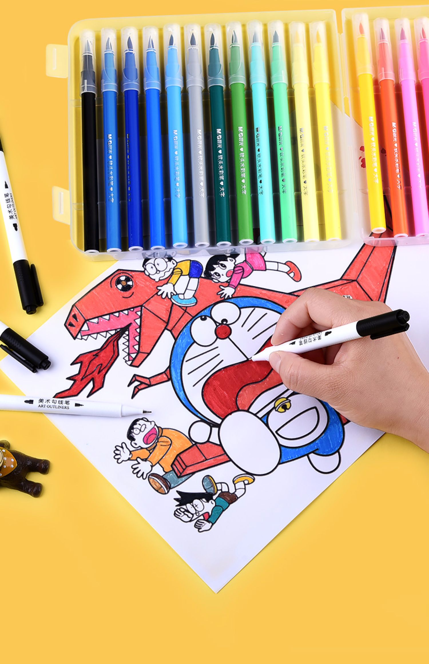 勾线画画用小双头水性油性防水记号笔漫画描边设计笔初学者儿童绘画