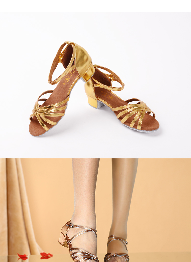 女童拉丁舞鞋软底儿童女孩凉鞋舞蹈鞋少儿恰恰高跟初学者j4