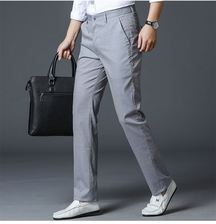 唯坤夏男士薄款休闲亚麻西裤