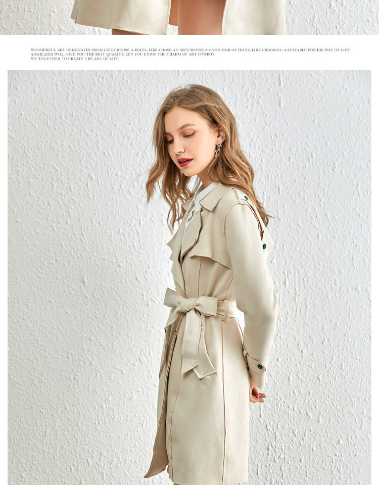 美丽衣橱双排扣风衣外套女2019秋新款气质淑女韩版宽松显瘦大衣