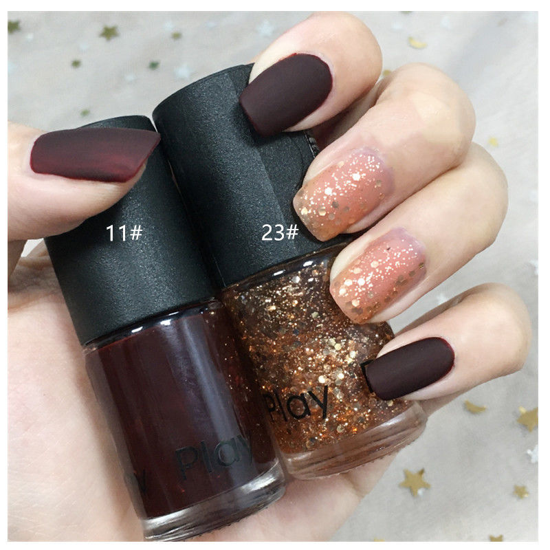 《【送底油 磨砂封层】黑色指甲油磨砂白色哑光不可剥免烤快干持久 》