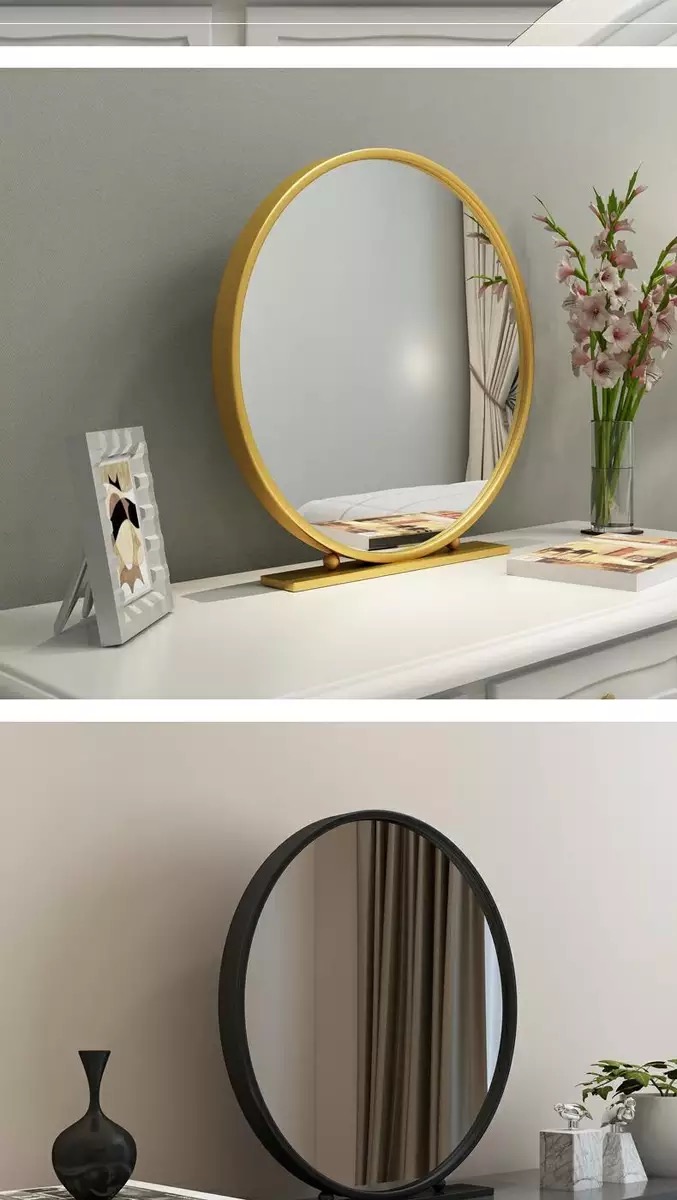 三维工匠化妆镜 化妆镜大号台式 桌面可移动高清镜子 梳妆台镜子网红