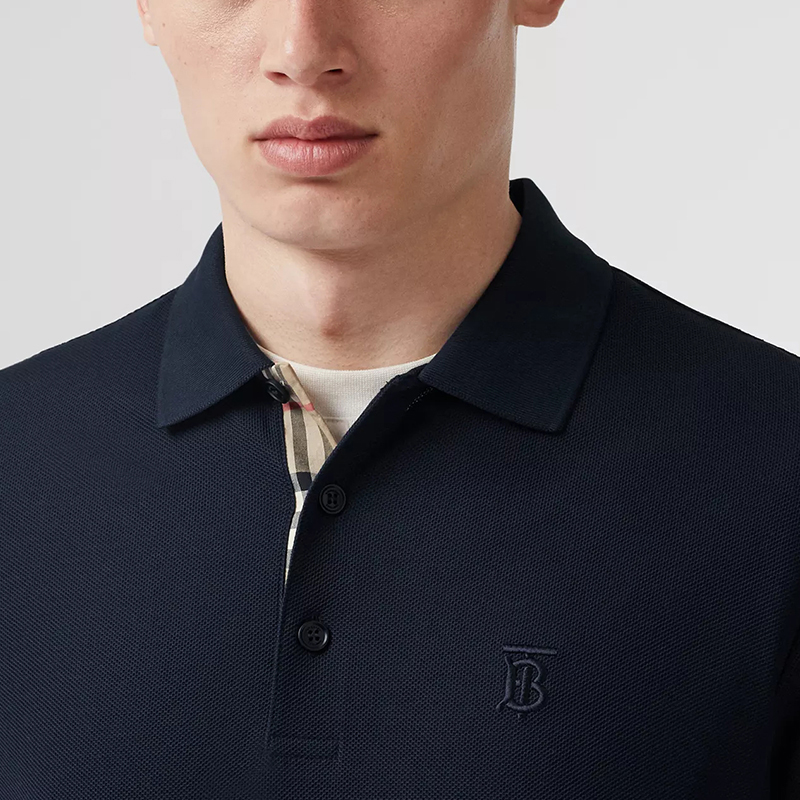 burberry巴宝莉新款夏季深蓝色棉质绣tb标识男士短袖polo衫