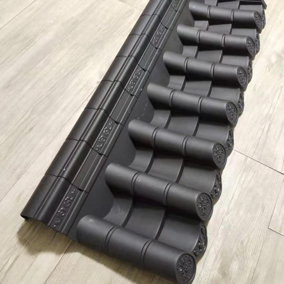 仿古瓦树脂瓦一体屋檐塑料装饰瓦片中式古建门头瓦琉璃瓦围墙青瓦
