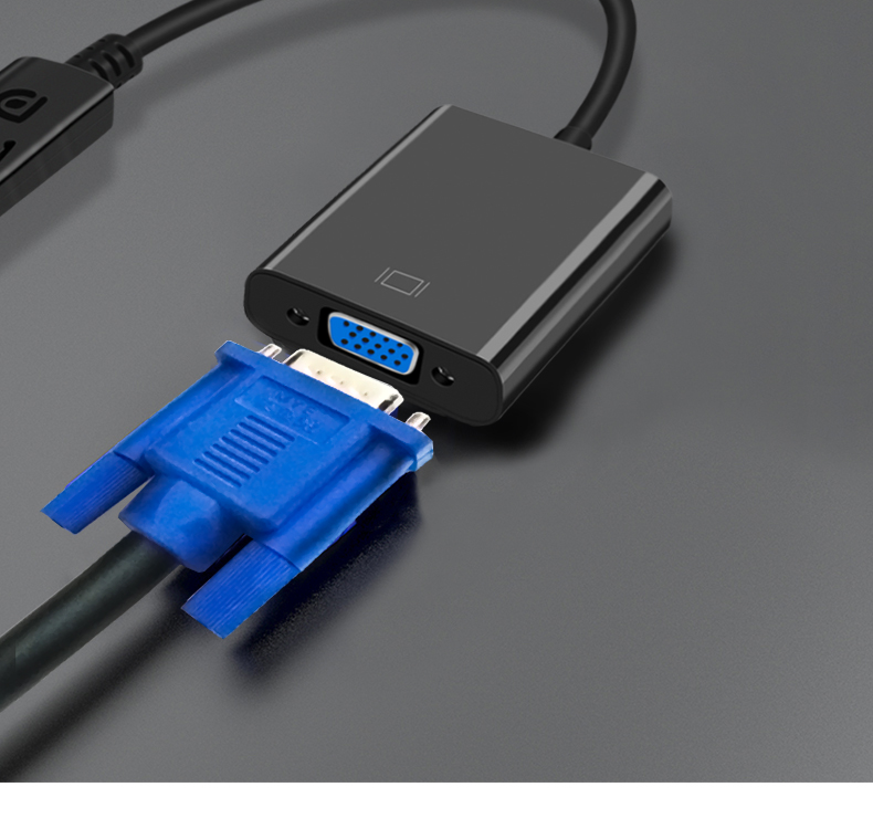 dp转vga母转换器显卡displayport转vga接口显示器转换接头转换器黑色