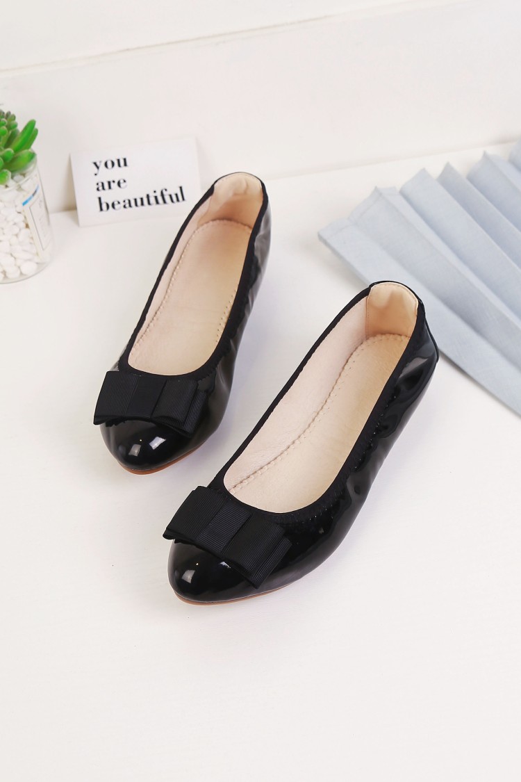 tiauny软底单鞋女新款圆头平底鞋甜美蝴蝶结瓢鞋平跟女鞋31972