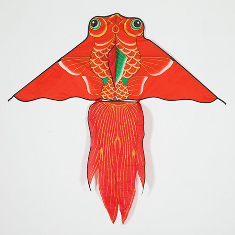 潍坊风筝儿童亲子户外健身吉祥烫金大金鱼风筝微风易飞不飞包退j5