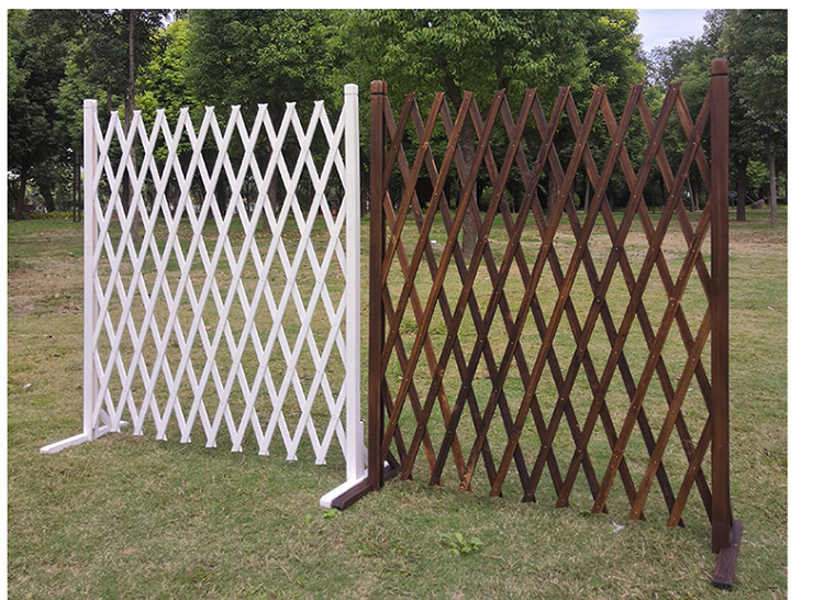 创意庭院木栅栏围栏室内装饰伸缩网格隔断户外花园花卉爬藤架碳化篱笆