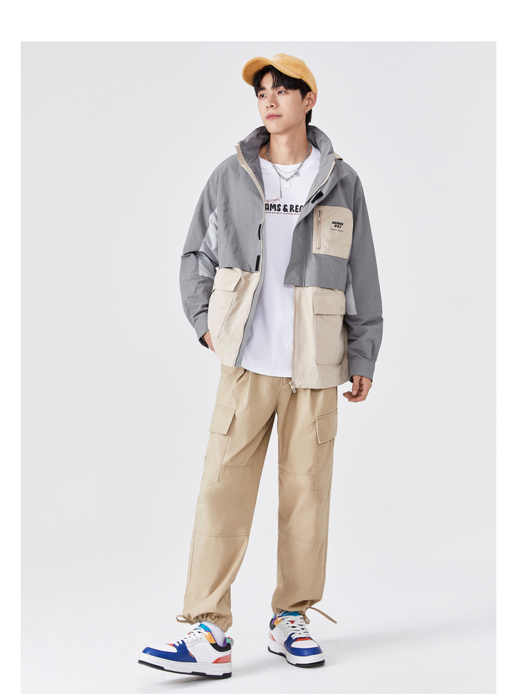 semir森马2021年早秋季新款舒适时尚拼接工装ins字母图案休闲外套男