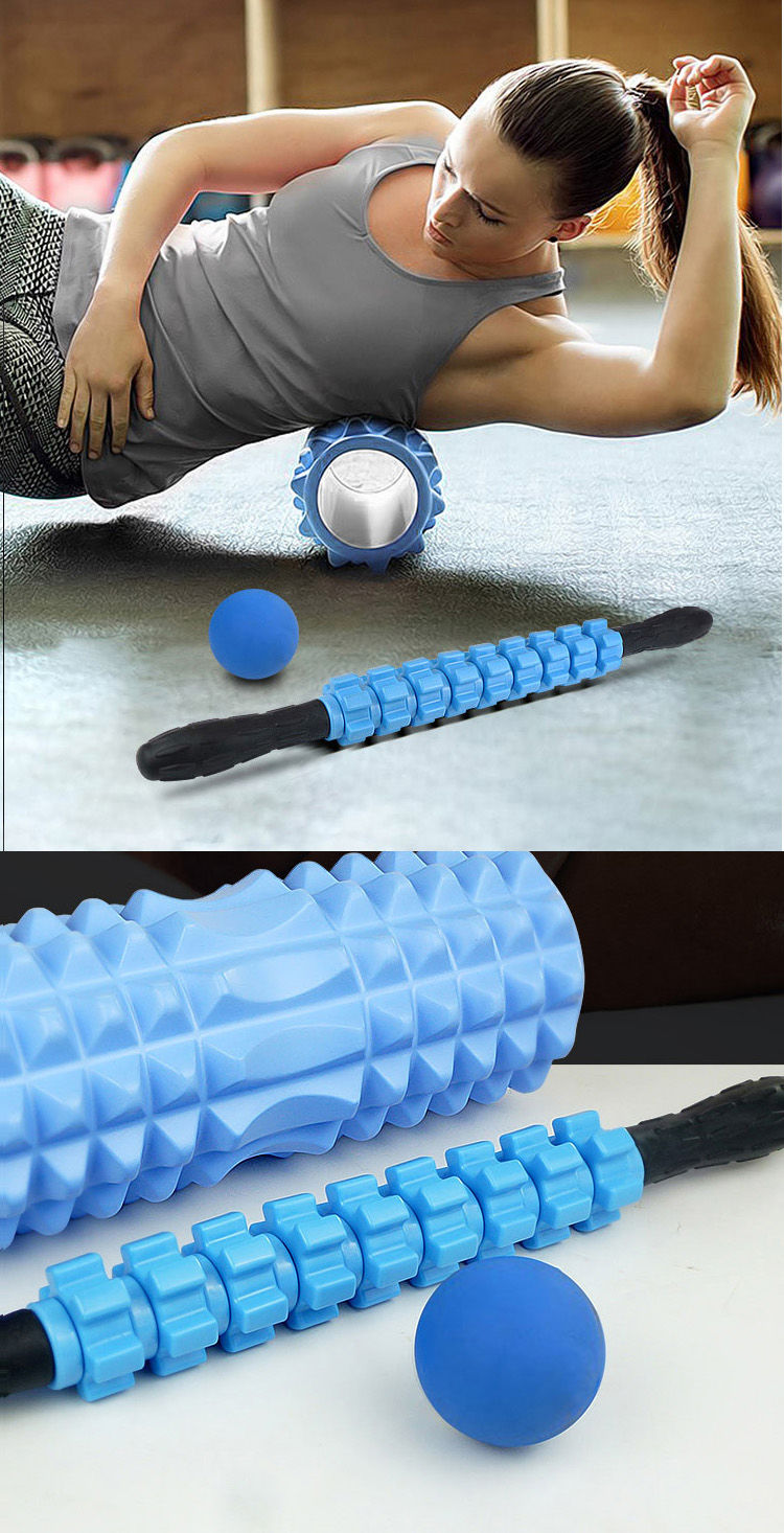 9齿轮肌肉按摩棒健身运动瑜伽 刺猬球瑜伽棒筋膜健身棒团购_高品质9齿