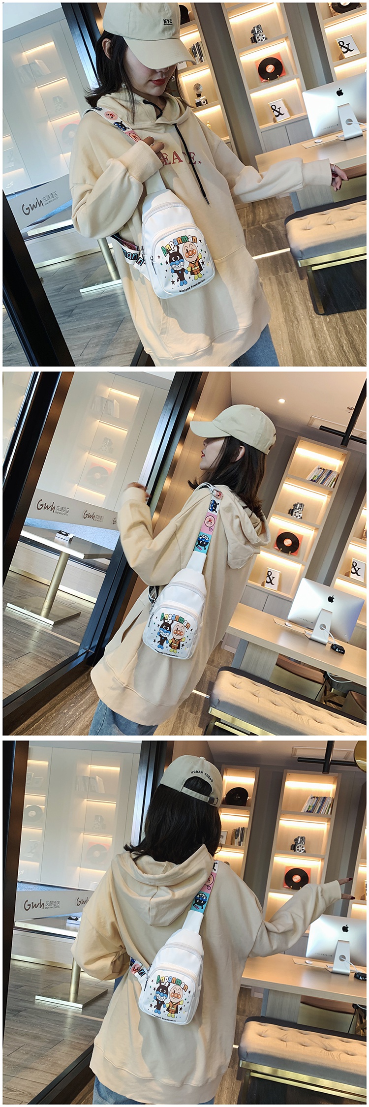 可爱女士胸包女2019新款斜跨小包百搭时尚酷女孩胸前斜挎包女包