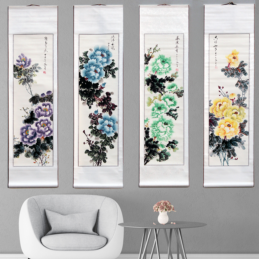 22爱新觉罗溥宇彩色梅兰竹菊,140*40cm23爱新觉罗溥宇水墨梅兰竹菊