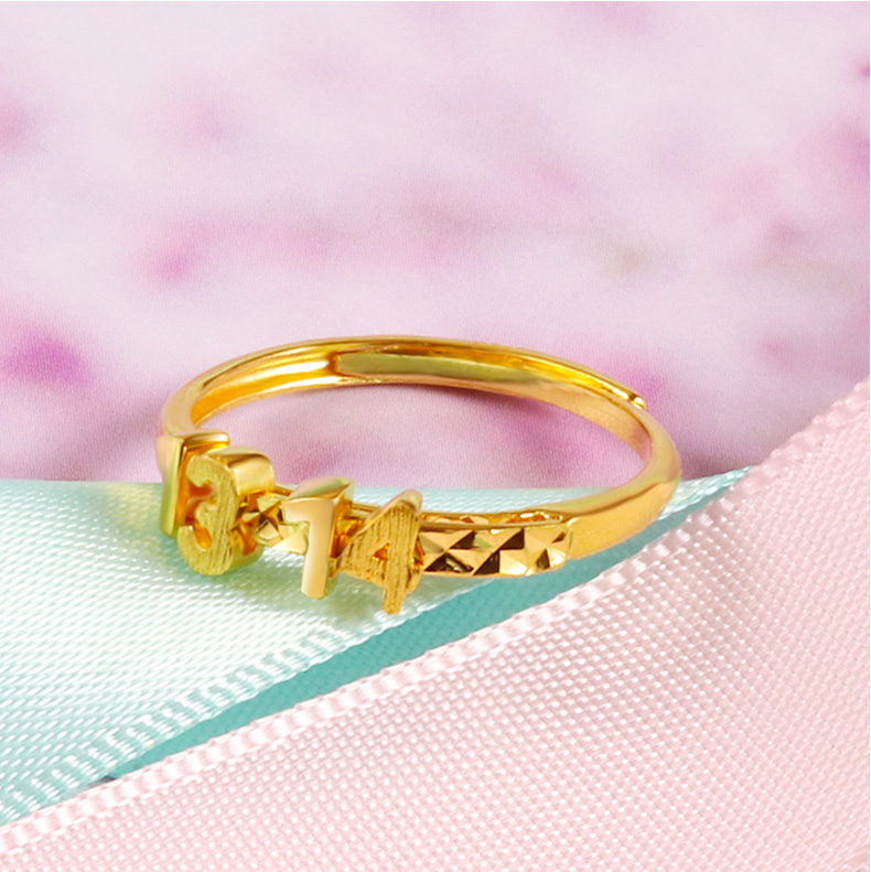 黄金码头5g足金1314可滑动戒指999黄金手饰纪念表白送爱人女友