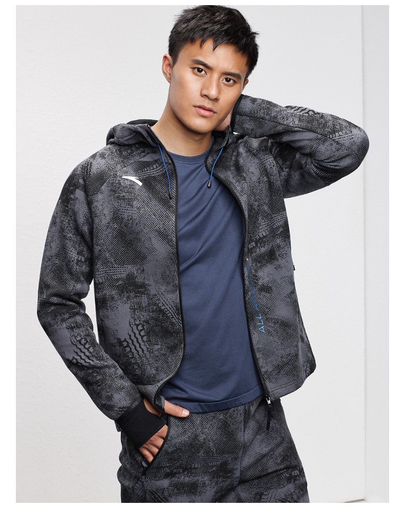 安踏男装运动外套2019秋冬季男士针织上衣休闲开衫连帽外套