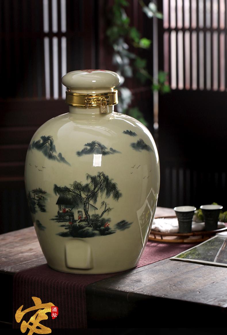 景德镇陶瓷酒坛20斤30斤泡酒坛子带龙头密封家用白酒缸酒罐酒坛子封后