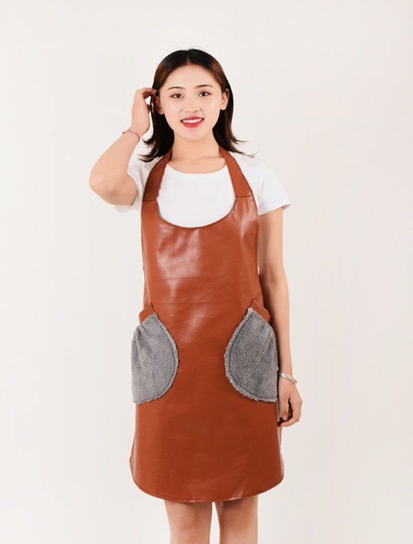 韩版防油防水背心式皮围裙皮罩衣反穿罩衣厨房做饭工作服不起皮