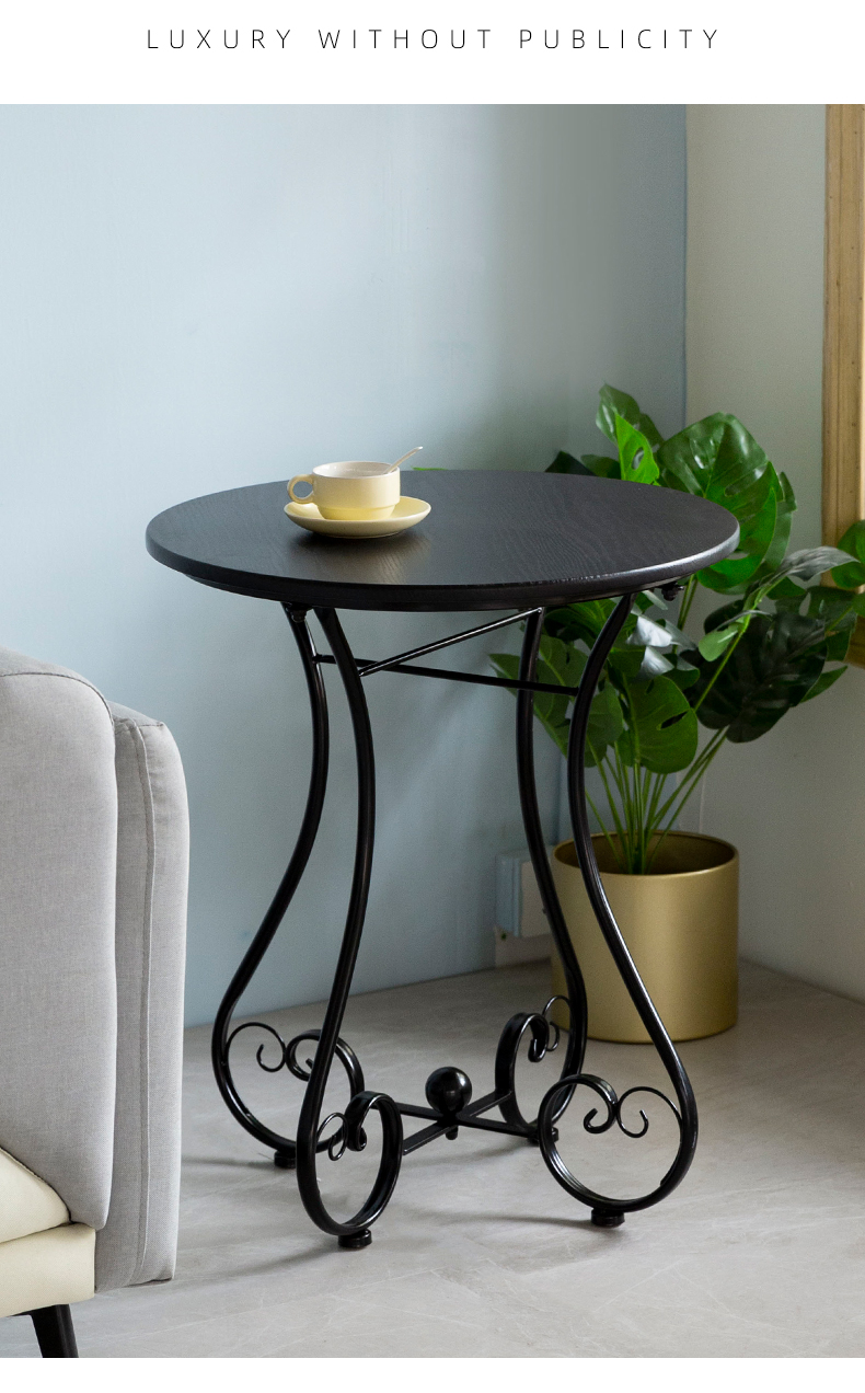 三维工匠铁艺小圆桌子沙发边几现代简约休闲阳台欧式角几花几圆形小