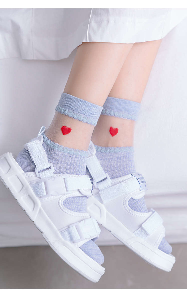 袜子女ins潮玻璃丝棉中筒袜透明韩版水晶袜日系可爱春夏季薄款