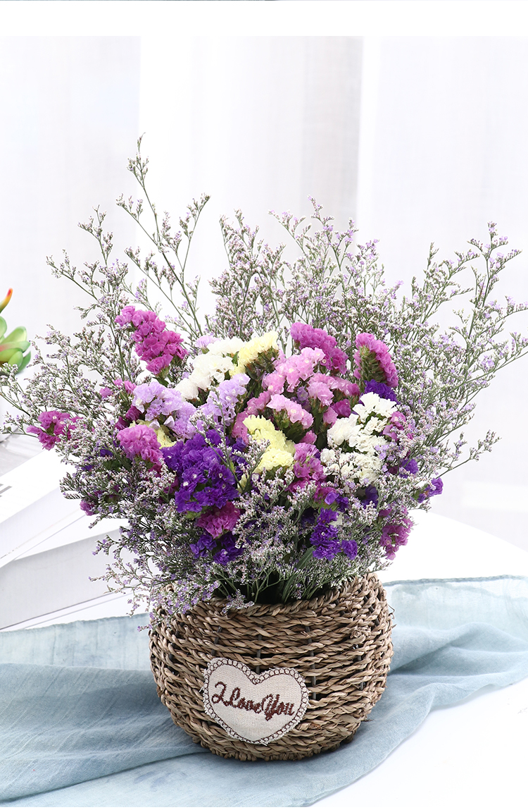 6色勿忘我情人草含花篮c干树枝干花花束家居摆设小清新满天星真花客厅