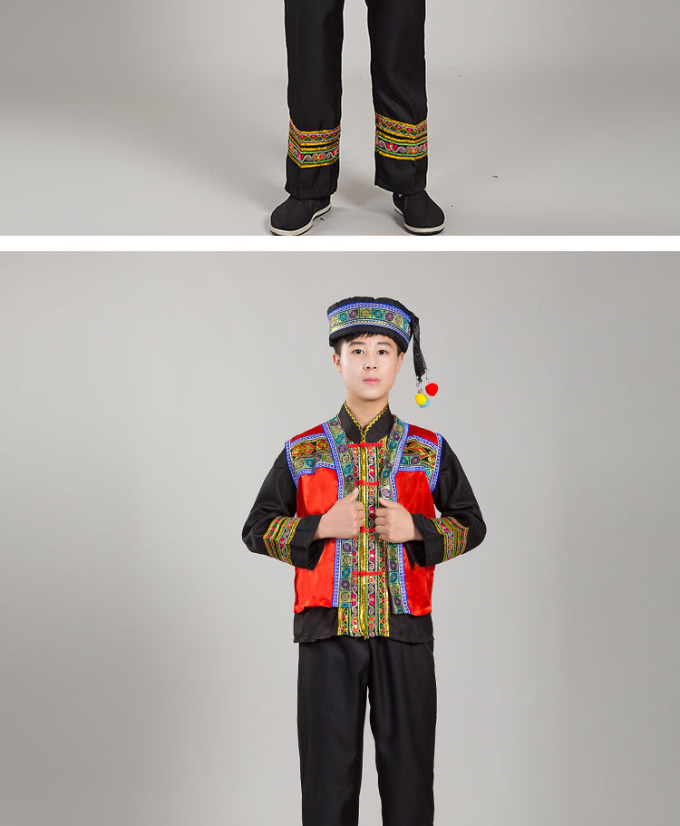 新款苗族服装男云南少数民族葫芦丝表演服装广西三月三壮族演出服