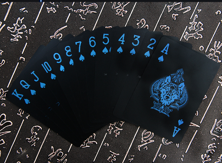 年新款wolf狼黑色塑料防水扑克创意近景魔术道具花切【价格 图片 品牌