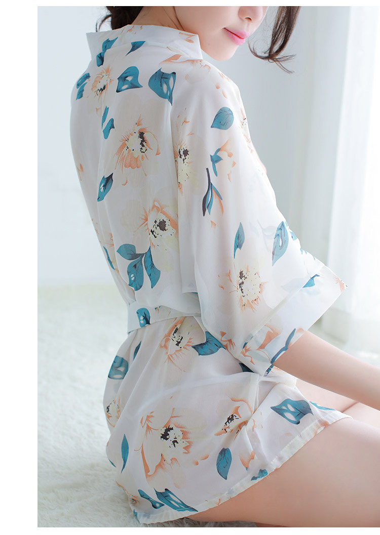 蝶然dieran情趣内衣女士性感睡衣角色扮演火辣透明碎花雪纺睡裙开档