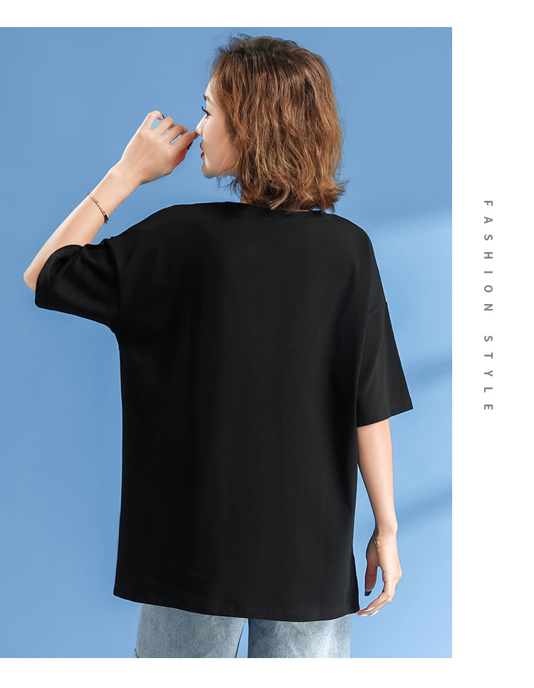 teddyisland纯棉2022新款春夏短袖t恤女韩版宽松上衣慵懒体恤衫