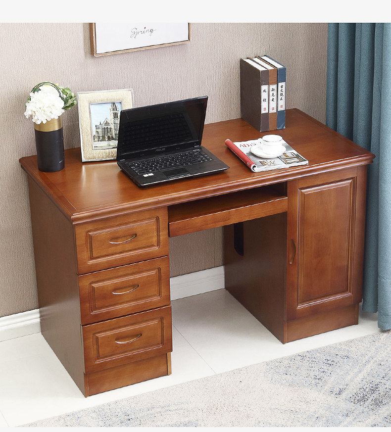 青木川实木书桌电脑桌台式家用一字板卧室办公室办公桌书房小户型12米