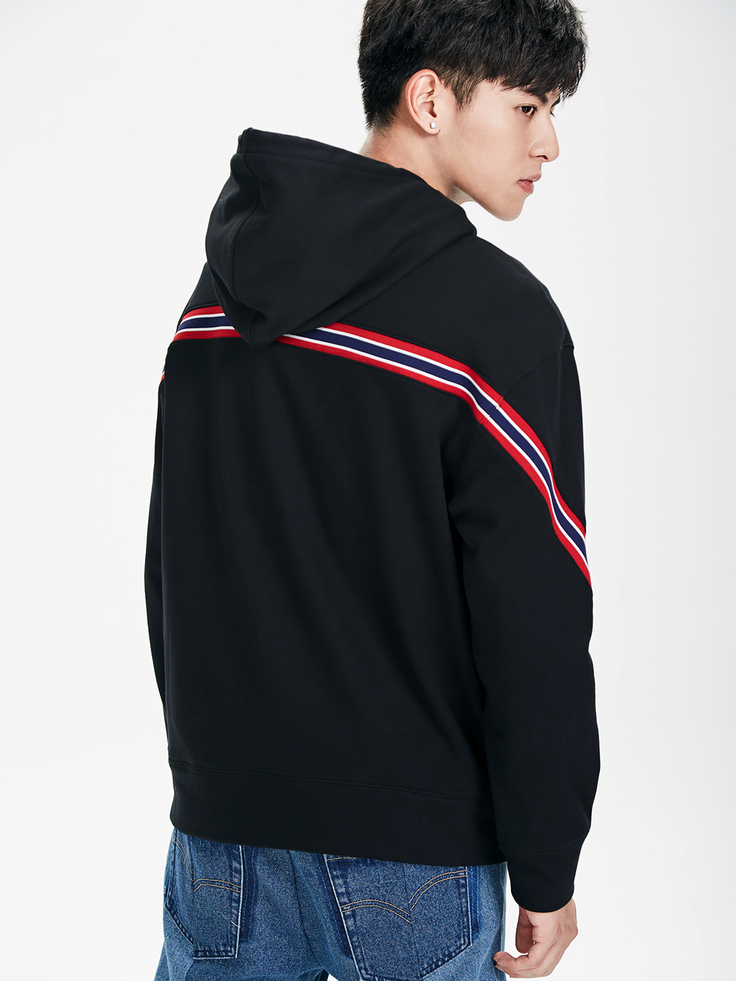 trendiano条纹印花连帽卫衣