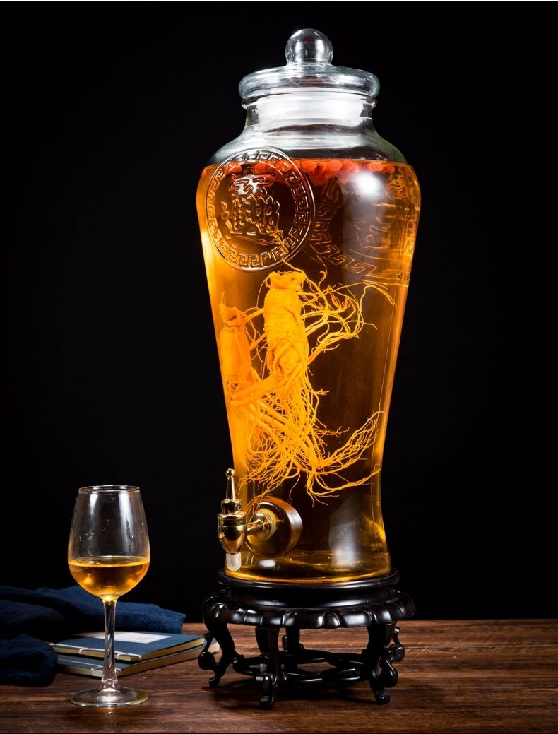 人参泡酒玻璃瓶带龙头10斤15斤密封泡药酒瓶自酿罐酒坛家用泡酒瓶15斤